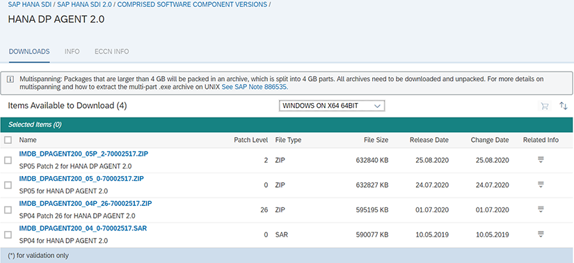 Téléchargement de sources Data Provisioning Agent