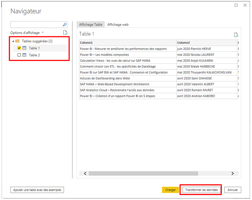 Transformation des données sur Power BI Query