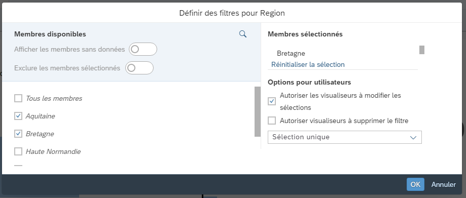 Configuration filtre dynamique