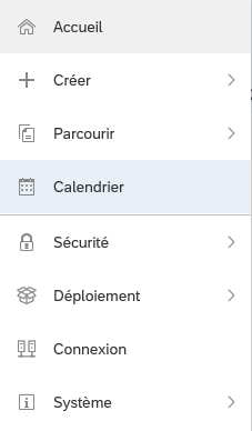 Menu Calendrier SAP Analytics Cloud