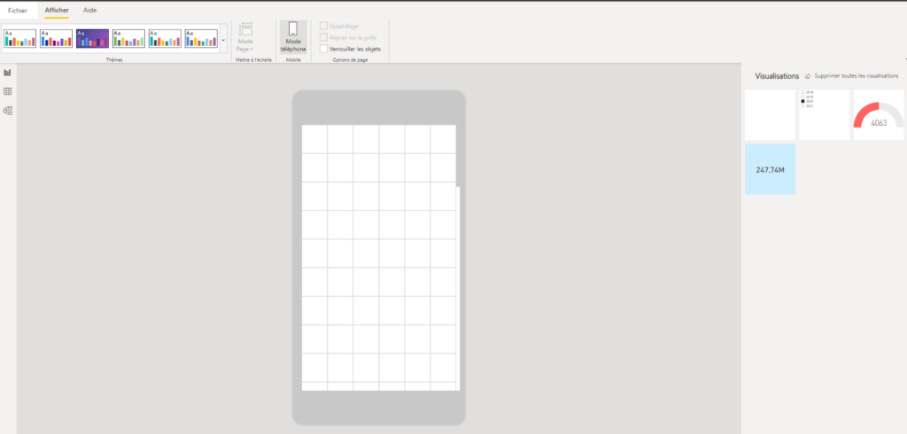 Vue mode téléphone Power BI