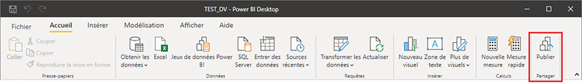 Bouton Publier publication power bi