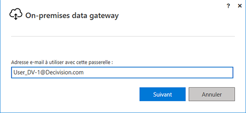 Choix du mail du compte Power BI