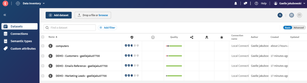 Talend Cloud Data Inventory