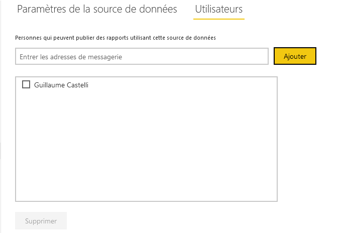 Paramètres source de données Power BI