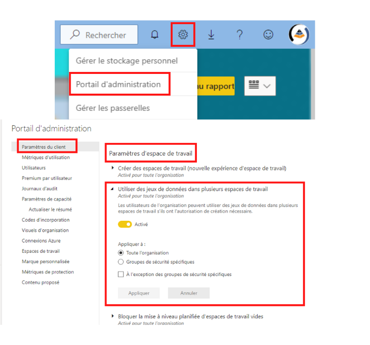 Fonctionnalités Golden Dataset - Power BI