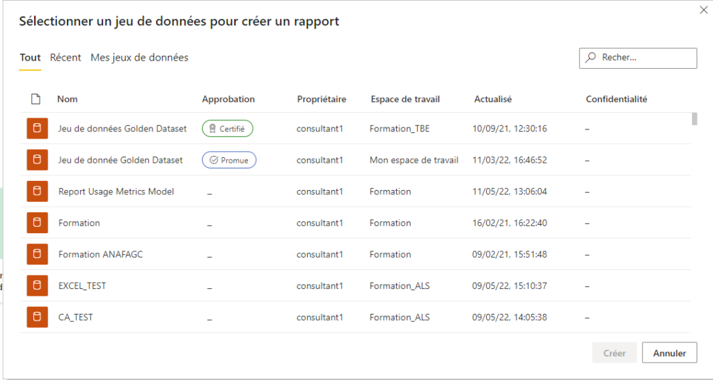 Jeux de données Golden Dataset - Power BI