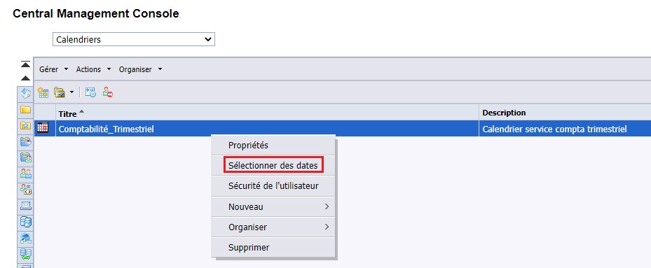 Exemple Central Management Console - SAP BO