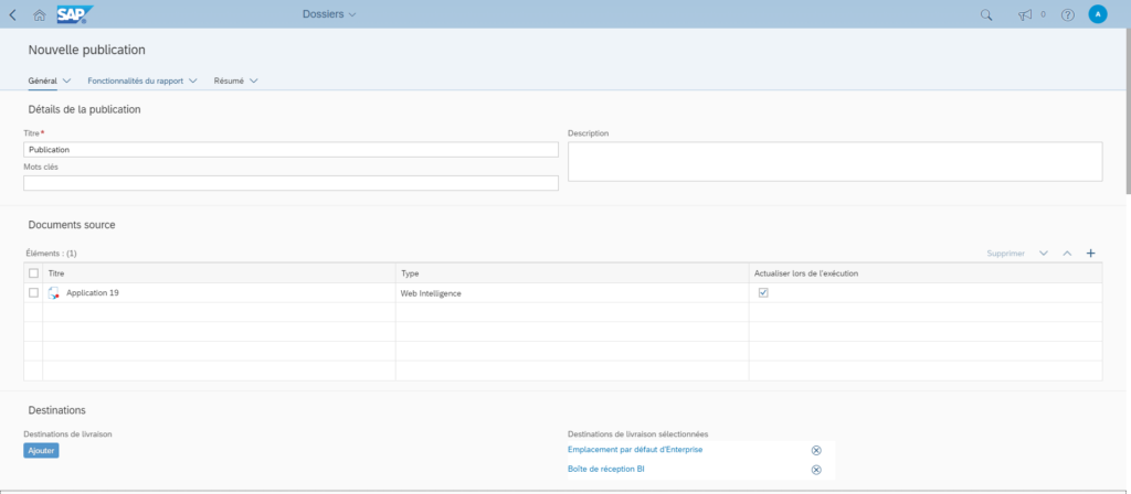 Utilisation calendrier SAP BO