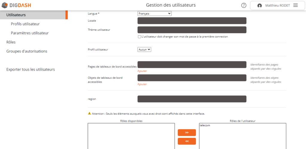 Configuration Plateforme DigDash