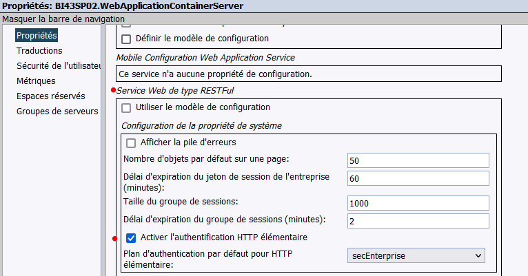 Service OData Web Intelligence