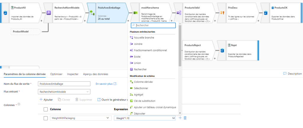 Interface Azure Data Factory