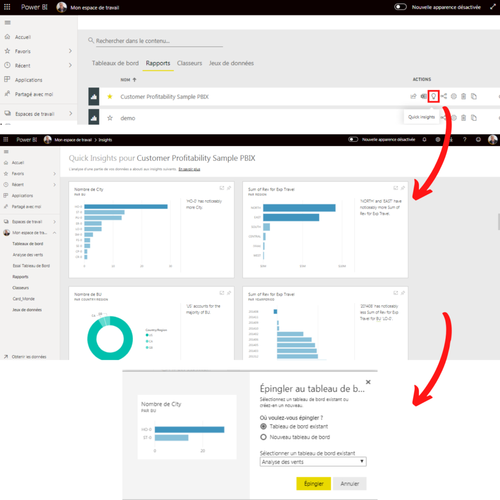 Autres fonctionnalités Power BI Service