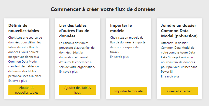 Cas d'utilisation Power BI Dataflow