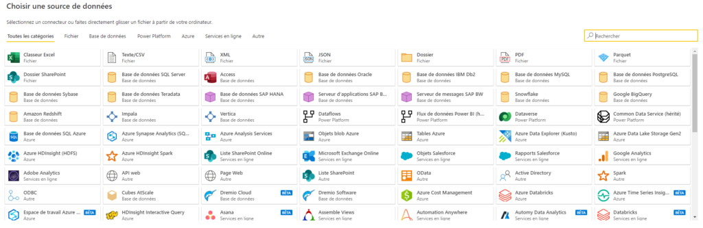 Choisir une source de données - Power BI Dataflow