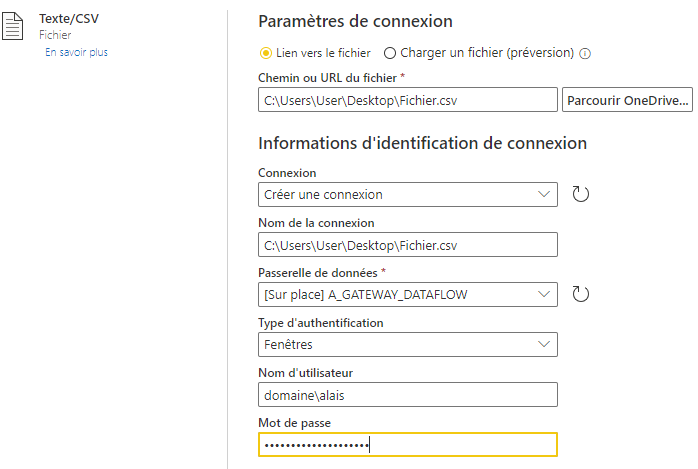 Connexion jeu de données Dataflow - Power BI