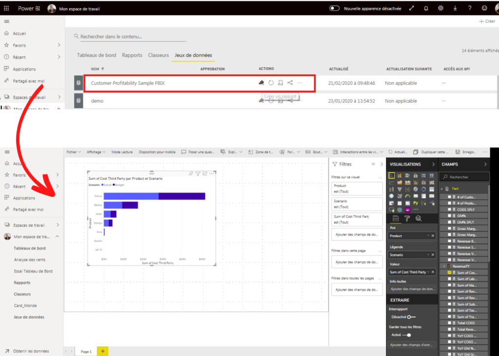 Création nouveau document - Power BI Service