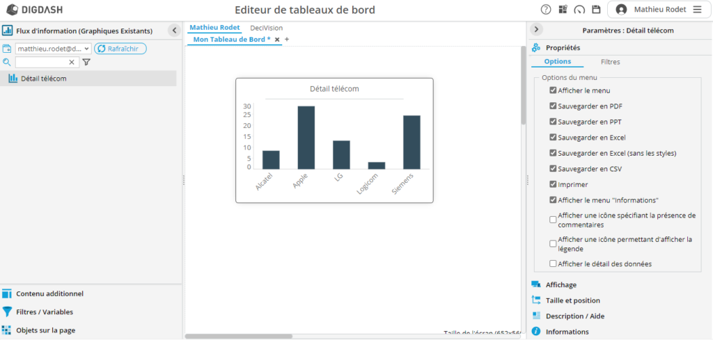 Editeur de tableau de bord - DigDash