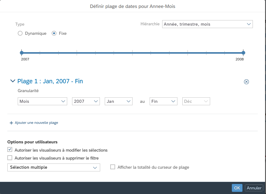 Définition plage de dates - SAP Analytics Cloud