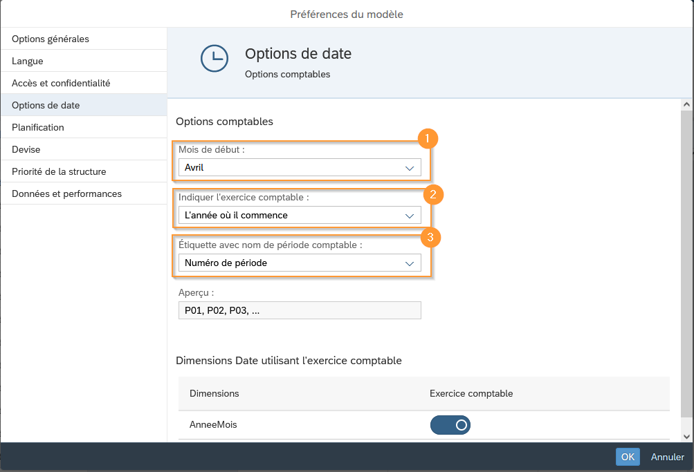 Option de date - SAP Analytics Cloud