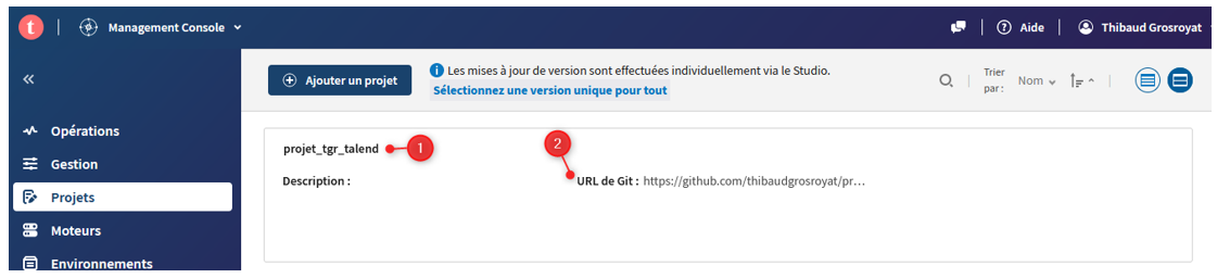 Création projet Talend GIT