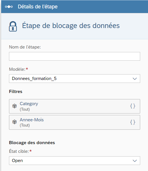 Étape de blocage de données