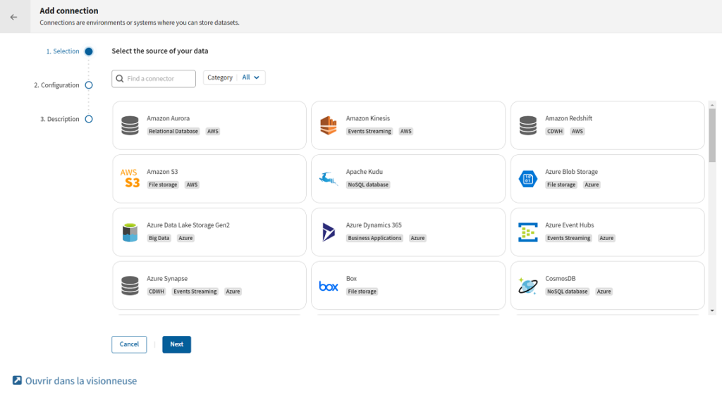 Liste de connexions supportées