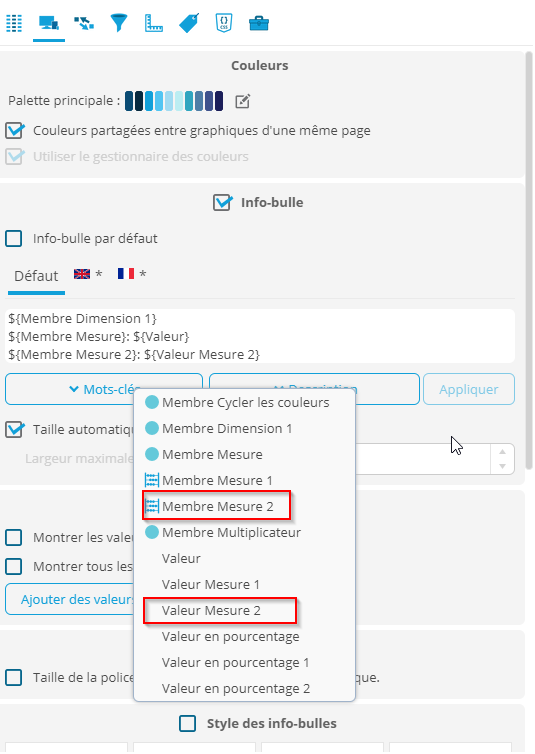 Affichage de plusieurs mesures info bulle