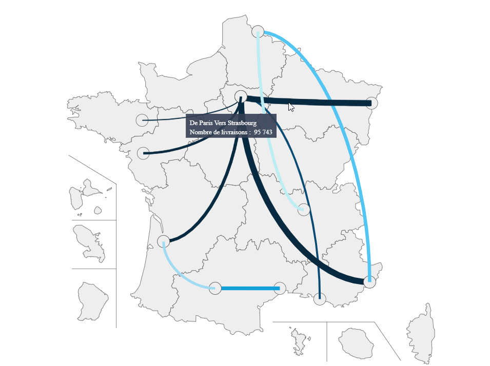 Carte de flux dans la cartographie DigDash