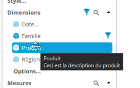 Description dimension produit tableau de bord