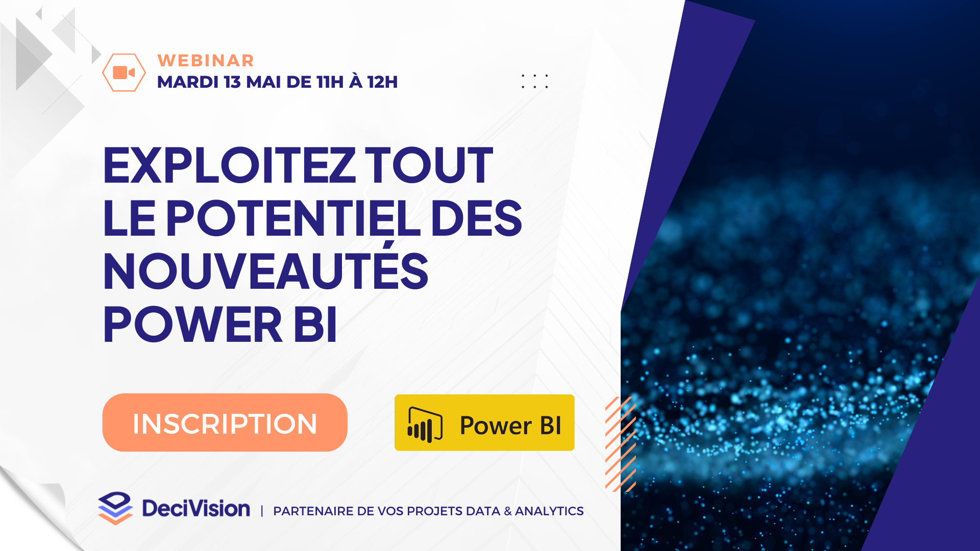 Affiche Webinar - Nouveautés Power BI - Mardi 13 mai 2025