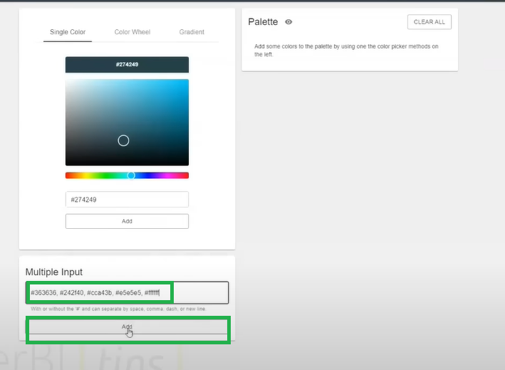 Changer palette de couleurs - Multiple Input