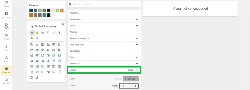 Modifier les visualisations Power BI border
