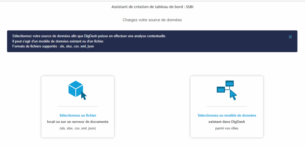 Sélection de la source de données