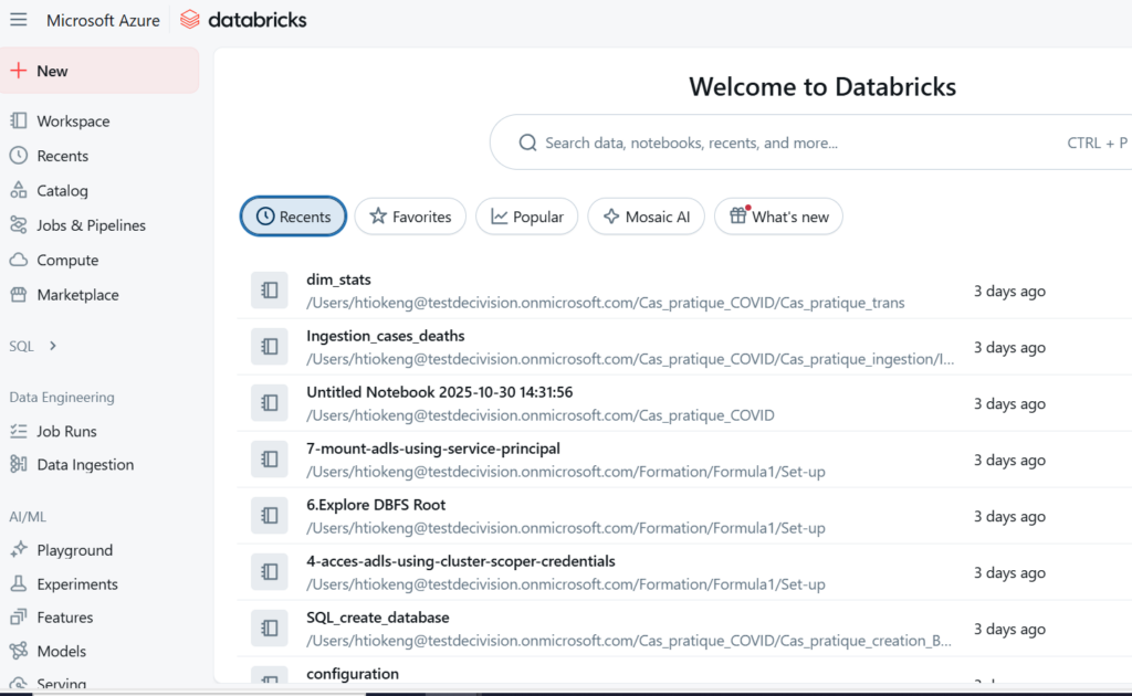 Présentation Databricks Workspace