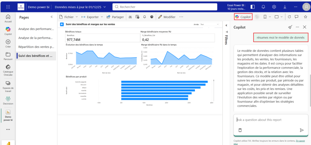 Résumé des modèles de données Copilot