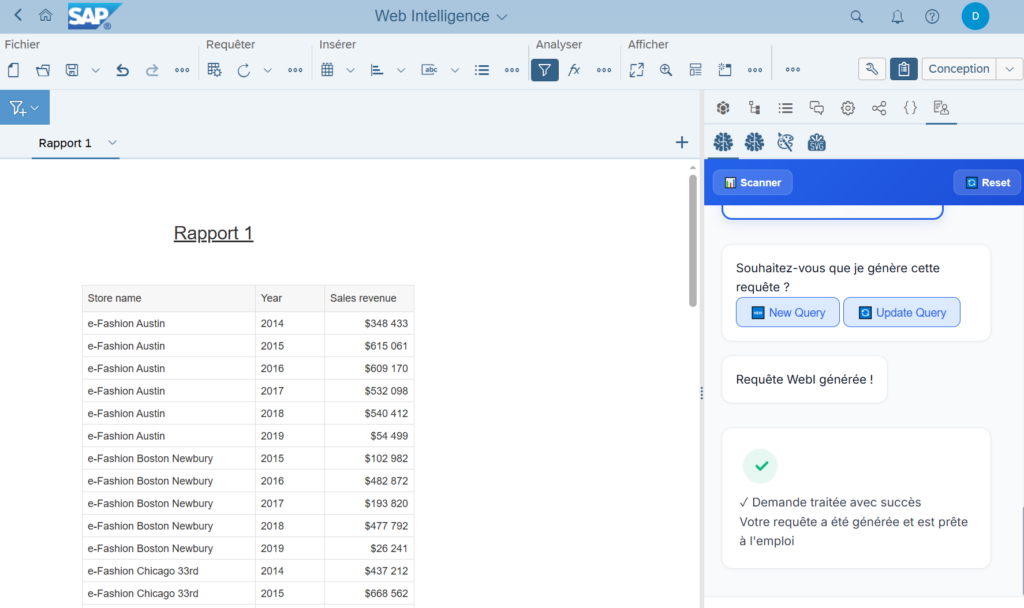 Modifier la requête WebI