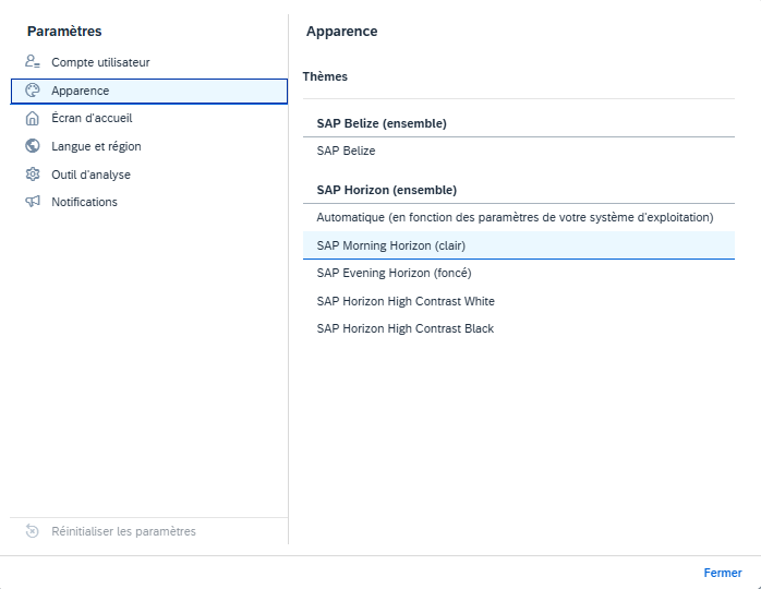 Découvrez le nouveau Thème Horizon dans SAP Analytics Cloud. Profitez d'une interface épurée, minimaliste et d'un mode sombre pour une meilleure ergonomie.
