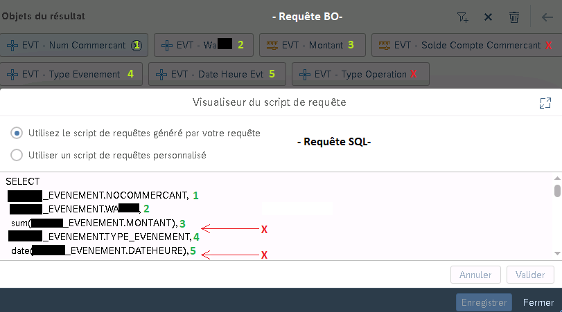 Visualisateur du script de requête
