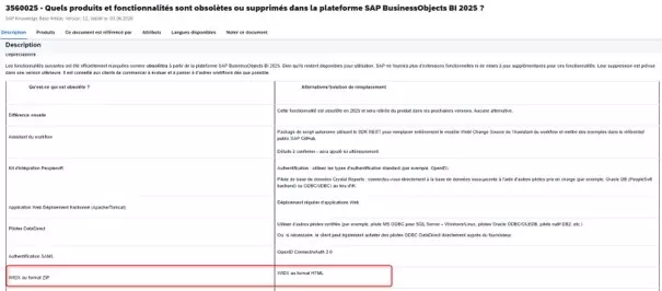 Évolution du format d'export WIDX vers le HTML pur - roadmap SAP BI 2027