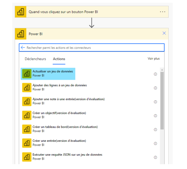 Choix de l'opération d'un flux power automate