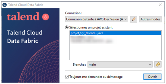 Sélection projet Talend GIT
